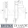 Bristan Flute Tall BS Casin Mixer Clicker Tap Dimensions